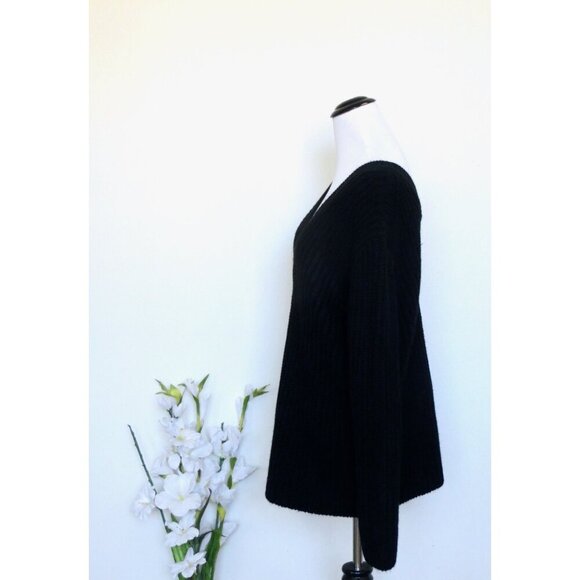 NEW! Zara Oversized Chunky Knit V Neck  Sweater Black SZ S - Picture 9 of 14